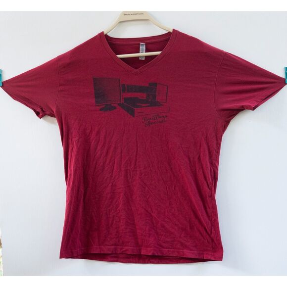 Time Warp Records Screen Printed Red V-Neck T-Shirt Size M - Picture 1 of 5